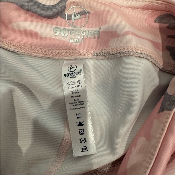 90 DEGREE BY REFLEX Sz S (7/8) KIDS PINK CAMOUFLAGE LEGGINGS - Picture 7 of 7